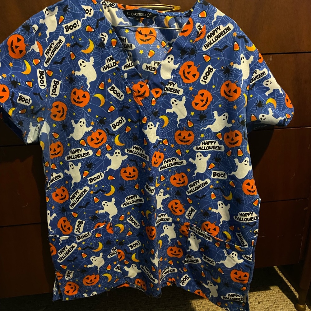 Halloween scrub top